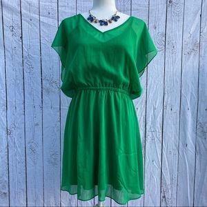 Green Express Blouson Dress